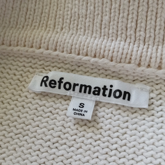 Reformation Francesco Organic Cotton Polo Sweater Gossamer /Ivory S - Picture 6 of 16